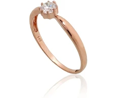 Diamond Sky Jewelry Raudono aukso 585 prabos žiedas su cirkoniais „Solitaras XI“