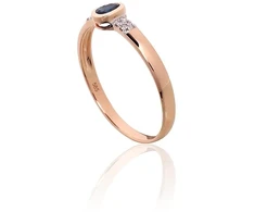 Diamond Sky Jewelry Raudono aukso 585 prabos žiedas su deimantais ir safyrais „Grakštumas XII“