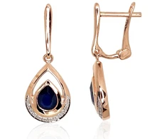 Diamond Sky Jewelry Auksiniai auskarai su deimantais ir safyrais „Royal III“