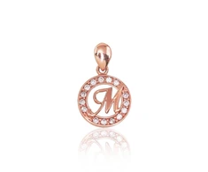 Diamond Sky Jewelry Raudono aukso 585 prabos raidės pakabukas su cirkoniais „M“
