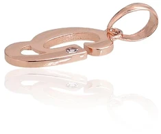Diamond Sky Jewelry Raudono aukso 585 prabos raidės pakabukas su cirkoniais „G IV“