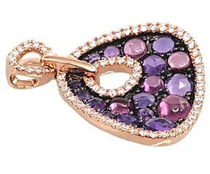 Diamond Sky Jewelry Raudono aukso 585 prabos pakabukas su deimantais ir ametistais „Saulėta Simfonija III“