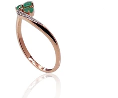 Diamond Sky Jewelry Raudono aukso 585 prabos žiedas su deimantais ir smaragdais „Imperatoriaus Karūna V“