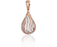Diamond Sky Jewelry Raudono aukso 585 prabos pakabukas su deimantais „Golden Drop“