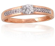 Diamond Sky Jewelry Raudono aukso 585 prabos žiedas su deimantais „Malori“