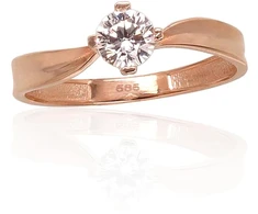 Diamond Sky Jewelry Raudono aukso 585 prabos žiedas su cirkoniais „Naujoji Klasika XI“