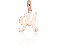 Diamond Sky Jewelry Raudono aukso 585 prabos raidės pakabukas su cirkoniais „M IV“
