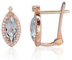 Diamond Sky Jewelry Raudono aukso 585 prabos auskarai su deimantais ir topazais „Asorti“