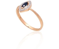 Diamond Sky Jewelry Raudono aukso 585 prabos žiedas su deimantais ir safyrais „Aleksandrija IV“