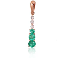 Diamond Sky Jewelry Auksinis pakabukas su deimantais ir smaragdais „Kamelija IV“