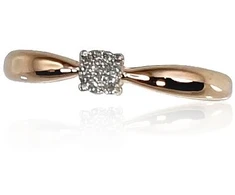Diamond Sky Jewelry Raudono aukso 585 prabos žiedas su deimantais „Solitaras II“