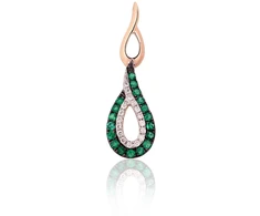 Diamond Sky Jewelry Raudono aukso 585 prabos pakabukas su deimantais ir smaragdais „Princesės Ašara“