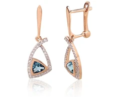 Diamond Sky Jewelry Auksiniai auskarai su deimantais ir topazais „Dangaus Geometrija“