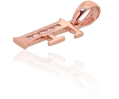 Diamond Sky Jewelry Raudono aukso 585 prabos raidės pakabukas su cirkoniais „F III“