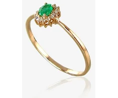 Diamond Sky Jewelry Raudono aukso 585 prabos žiedas su deimantais ir smaragdais „Ferro VIII“