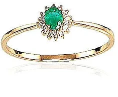 Diamond Sky Jewelry Raudono aukso 585 prabos žiedas su deimantais ir smaragdais „Ferro VIII“
