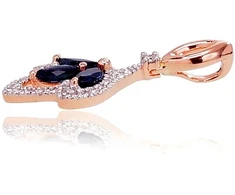 Diamond Sky Jewelry Raudono aukso 585 prabos pakabukas su deimantais ir safyrais „Aleksandrija“