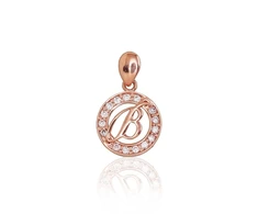 Diamond Sky Jewelry Raudono aukso 585 prabos raidės pakabukas su cirkoniais „B“