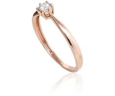 Diamond Sky Jewelry Raudono aukso 585 prabos žiedas su deimantais „Solitaras“