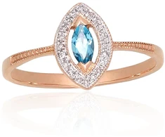 Diamond Sky Jewelry Raudono aukso 585 prabos žiedas su deimantais ir topazais „Aleksandrija V“
