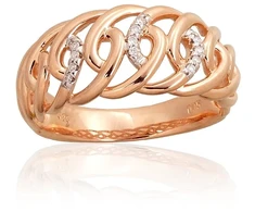 Diamond Sky Jewelry Raudono aukso 585 prabos žiedas su deimantais „Versailles III“