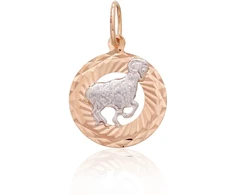 Diamond Sky Jewelry Raudono aukso 585 prabos zodiako ženklo pakabukas „Avinas VII“