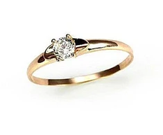Diamond Sky Jewelry Raudono aukso 585 prabos žiedas su cirkoniais „Klasika Gold XII“