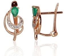 Diamond Sky Jewelry Auksiniai auskarai su deimantais ir smaragdais „Groteks V“