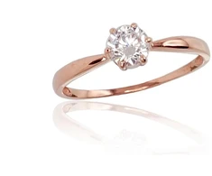 Diamond Sky Jewelry Raudono aukso 585 prabos žiedas su cirkoniais „Naujoji Klasika“