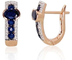 Diamond Sky Jewelry Raudono aukso 585 prabos auskarai su deimantais ir safyrais „Eternity II“