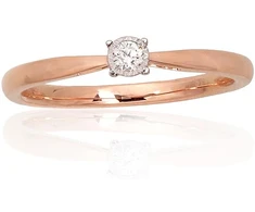 Diamond Sky Jewelry Raudono aukso 585 prabos žiedas su deimantais „Solitaras IX“