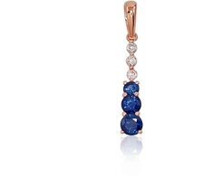 Diamond Sky Jewelry Auksinis pakabukas su deimantais ir safyrais „Kamelija V“