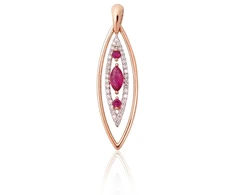 Diamond Sky Jewelry Raudono aukso 585 prabos pakabukas su deimantais ir rubinais „Princesės Ašara VI“
