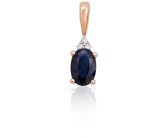 Diamond Sky Jewelry Raudono aukso 585 prabos pakabukas su deimantais ir safyrais „Constance II“