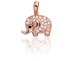 Diamond Sky Jewelry Raudono aukso 585 prabos pakabukas su cirkoniais „Drambliukas III“