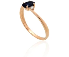Diamond Sky Jewelry Raudono aukso 585 prabos žiedas su deimantais ir safyrais „Vidurnakčio Žvaigždynas“