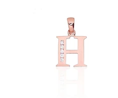 Diamond Sky Jewelry Raudono aukso 585 prabos raidės pakabukas su cirkoniais „H III“