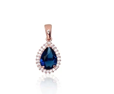 Diamond Sky Jewelry Raudono aukso 585 prabos pakabukas su cirkoniais „Dangaus Lašas II“