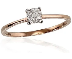 Diamond Sky Jewelry Raudono aukso 585 prabos žiedas su deimantais „Solitaras VI“