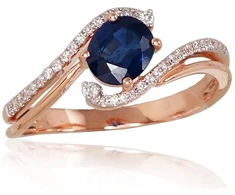 Diamond Sky Jewelry Raudono aukso 585 prabos žiedas su deimantais ir safyrais „Kometa XI“