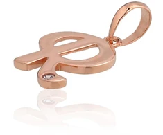 Diamond Sky Jewelry Raudono aukso 585 prabos raidės pakabukas su cirkoniais „R IV“