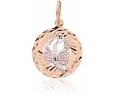 Diamond Sky Jewelry Raudono aukso 585 prabos zodiako ženklo pakabukas „Vėžys V“