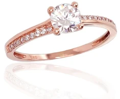 Diamond Sky Jewelry Raudono aukso 585 prabos žiedas su cirkoniais „Klasika Gold IX“