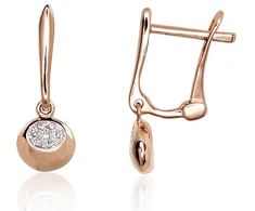 Diamond Sky Jewelry Raudono aukso 585 prabos auskarai su deimantais „Klasika III“