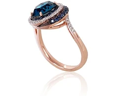 Diamond Sky Jewelry Raudono aukso 585 prabos žiedas su deimantais, topazais ir safyrais „Constellation II“