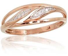Diamond Sky Jewelry Raudono aukso 585 prabos žiedas su deimantais „Arianna“