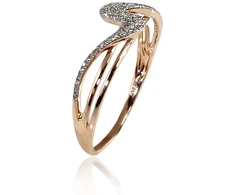 Diamond Sky Jewelry Raudono aukso 585 prabos žiedas su deimantais „Jūros Banga II“