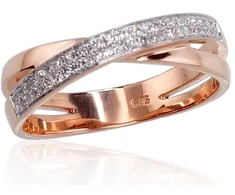 Diamond Sky Jewelry Raudono aukso 585 prabos žiedas su deimantais „Joanna II“
