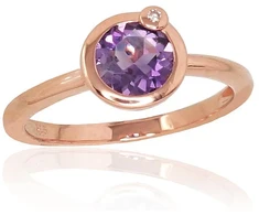 Diamond Sky Jewelry Raudono aukso 585 prabos žiedas su deimantais ir ametistais „Garmiona“