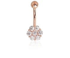 Diamond Sky Jewelry Raudono aukso 585 prabos pilvo auskaras su cirkoniais „Auksinė Gėlė IV“